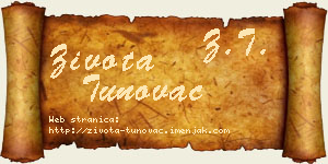 Života Tunovac vizit kartica